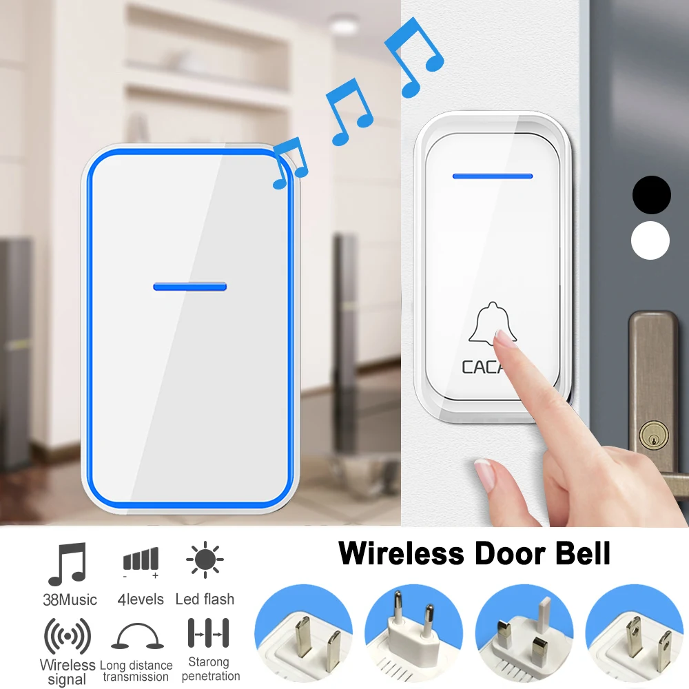 

Wireless Waterproof Doorbell 300M Remote US EU UK Plug LED Home Cordless door bell 1 Button 1 2 Receiver