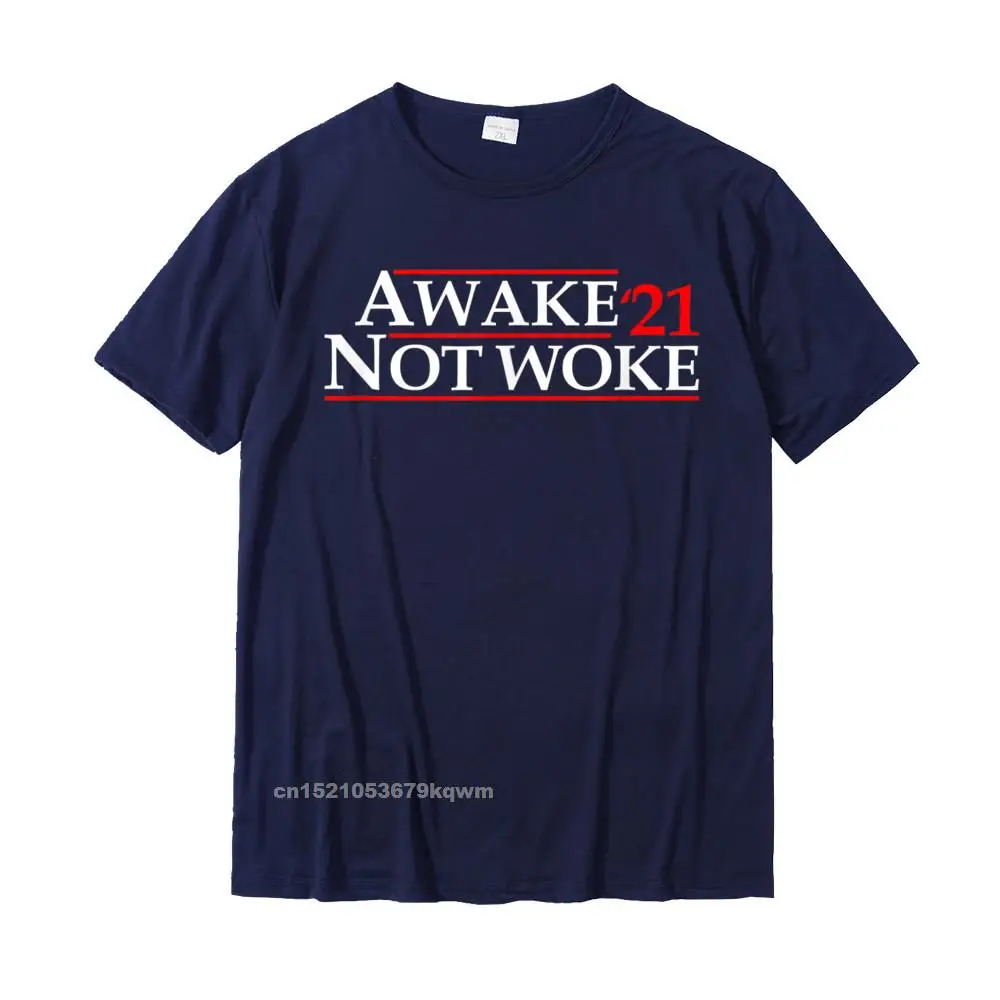 Brand New Male T-shirts comfortable Casual Tops Shirt 100% Cotton Short Sleeve Slim Fit Tee-Shirt O-Neck Free Shipping Free Speech - Awake Not Woke - Political Censorship T-Shirt__4660 navy