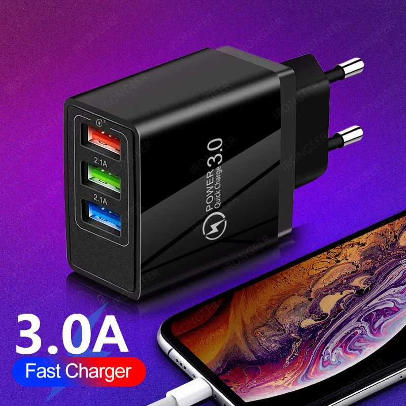 USB Phone Charger Quick Charge 3.0 4.0 Universal Fast Charging Adapter Chargers For iPhone Xiaomi 10 Samsung Tablets EU US Plug (2)