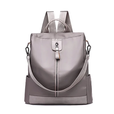 AMYGG, женский многофункциональный рюкзак, кожаная сумка на плечо, большая вместительность, рюкзак, женская школьная сумка на молнии, дорожная сумка для девочек, Mochila - Цвет: Gray-Nylon