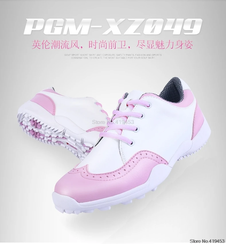 Новый Pgm гольф обувь дамы британский стиль импортированы из микрофибры кожа непромокаемые спортивные кроссовки Бесплатная доставка AA10103