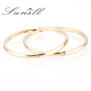

SUNSLL New Gold/Silver Color Copper Earrings Metal Hoop Earrings for Women Fashion Anniversary Simple Jewelry hoop Earrings Gift