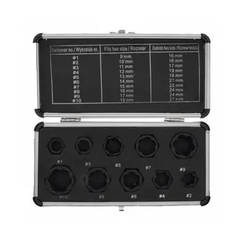 

10pcs/set Threading Tool Kit Black Nuts And Bolts Extractors Box Damaged Bolts Nuts Screws Remover Extractor Removal Tool