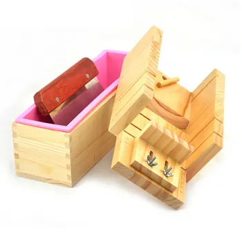 

3PCS/Set Home Mould Adjustable Cutter Safe DIY Handmade Silicone Tray Soapmaking Soap Mold Wooden Loaf Box Practical Accessories
