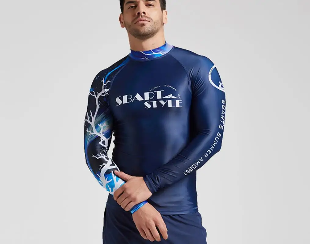 Men's UV Sun Protection Long Sleeve Top Shirts Skins Tee Compression Base Layer Dry-Fit Compression Gym Trainning Shirt 3XL