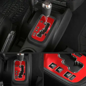 

Aluminum Alloy Gear Shift panel 1pc Accessory Cover For Jeep Wrangler JK 2011-2017 Red Car Interior Decal