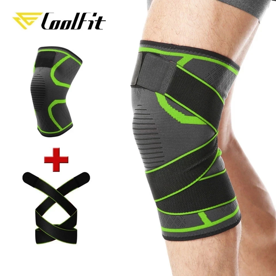 

CoolFit 1PCS Pressurized Sports Knee Brace Support Elastic Breathable Basketball Knee Pad Fitness Running Knee Protector