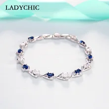 LADYCHIC роскошный синий зеленый браслет с австрийским цирконием модный, элегантный, Кристальный Стразы браслет для влюбленных подарок на день Святого Валентина LB1006
