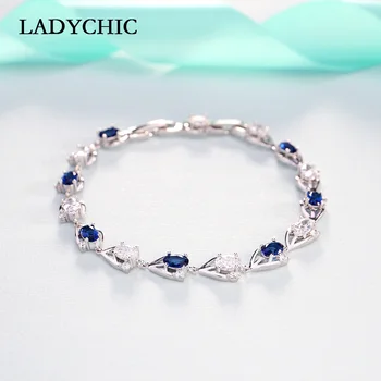 

LADYCHIC Luxury Blue Green Austrian Zircon Bracelet Fashion Elegant Crystal Rhinestone Bangle for Lover Valentine's Gift LB1006