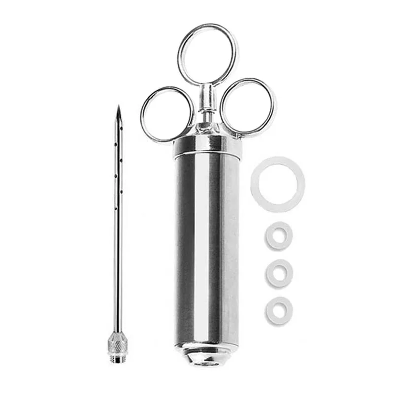 1Needle Iyoupite маринада мясо инжектор 2 унции емкость с 6 иглы силиконовая щетка нержавеющая сталь барбекю Инжектор Шприц - Цвет: 1Needle