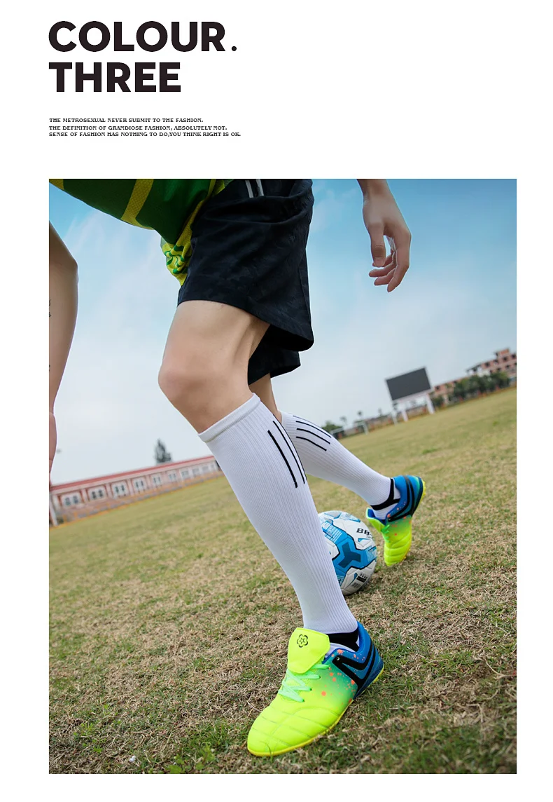 Мужские футбольные бутсы Бутсы длинные шипы TF шипы лодыжки высокие кроссовки Мягкий Крытый газон футбол в футзале обувь