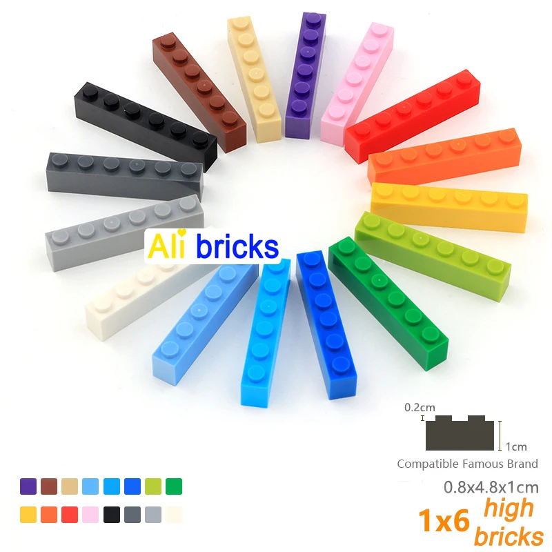 200pcs 1x6 Dot DIY Building Blocks Thick Figures Bricks Educational Creative Size Compatible With 3009 Plastic Toys for Children