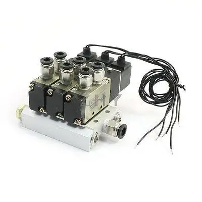 Пневматический 4V110-06 DC12V 5Way тройной электромагнитный клапан база глушители набор