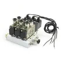 Пневматический 4V110-06 DC12V 5Way тройной электромагнитный клапан база глушители набор