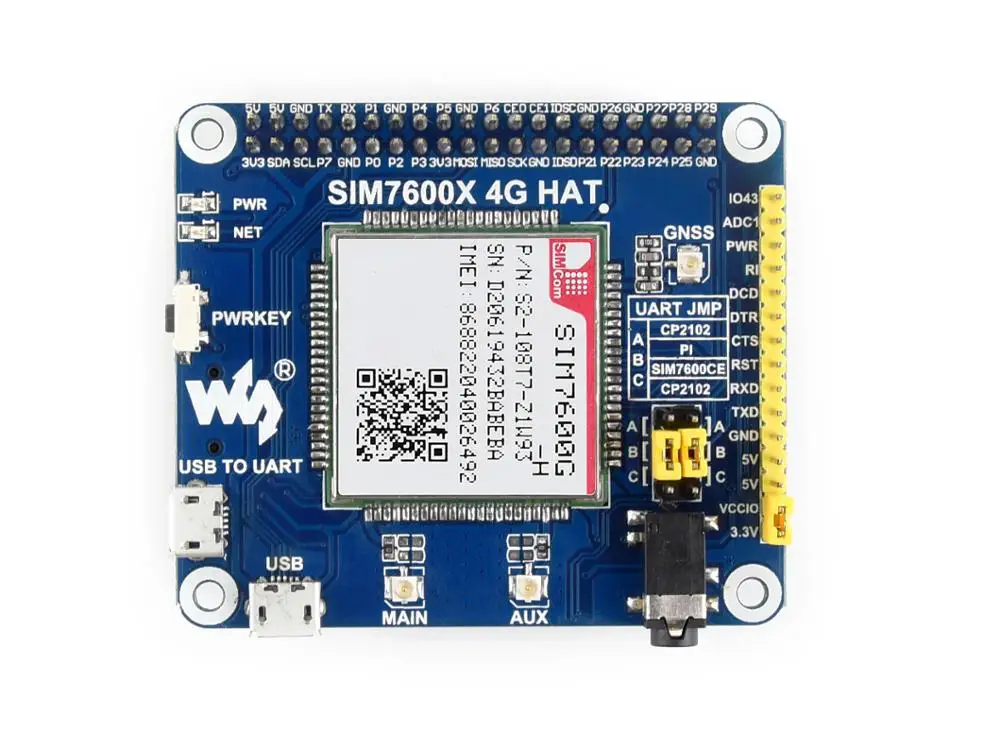 Günstig Waveshare 4G 3G 2G GSM GPRS GNSS HUT für Raspberry Pi, basierend auf SIM7600G H, LTE CAT4, die Globale Version