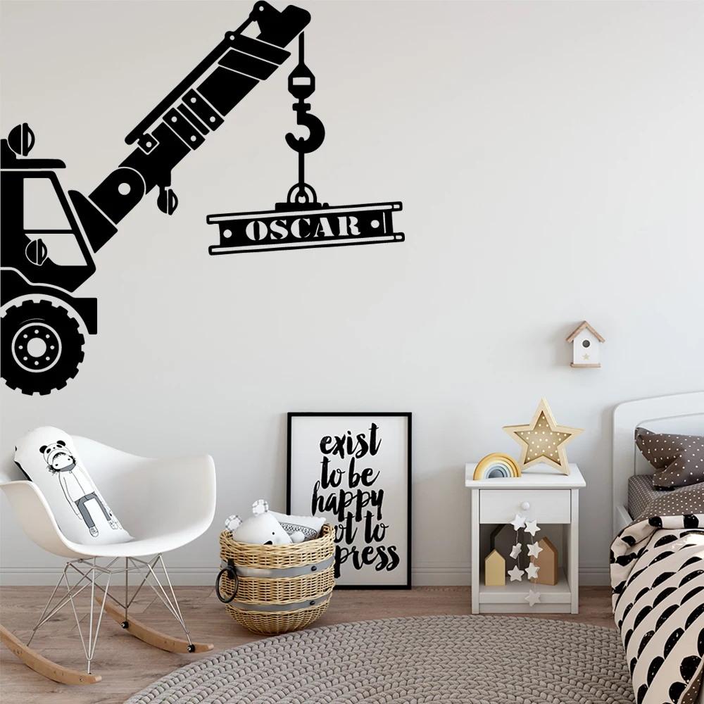 

Adventurous Crane Oscar Custom Kids Name Vinyl Wall Sticker Living Room kids Room Decoration Bedroom Decor Mural LW755