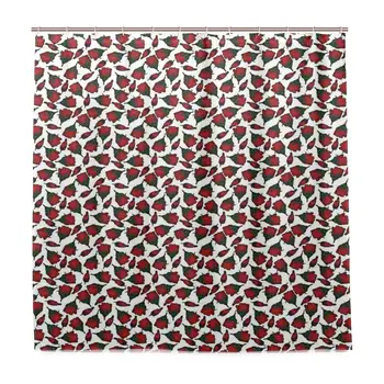 

Unique Shower Curtain Flowers Petals and Buds On Plain Backdrop Valentines Day Themed Print Eco-Friendly with 12 Hooks in