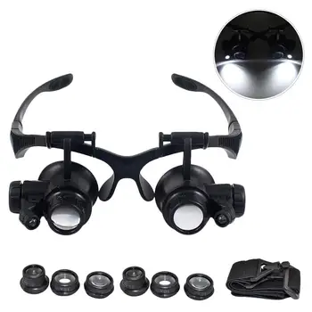 

10X 15X 20X 25X Magnifying Glasses For Close Work Head Wearing Magnifying Glasses With Light Magnifier For Watch Repair Jeweler