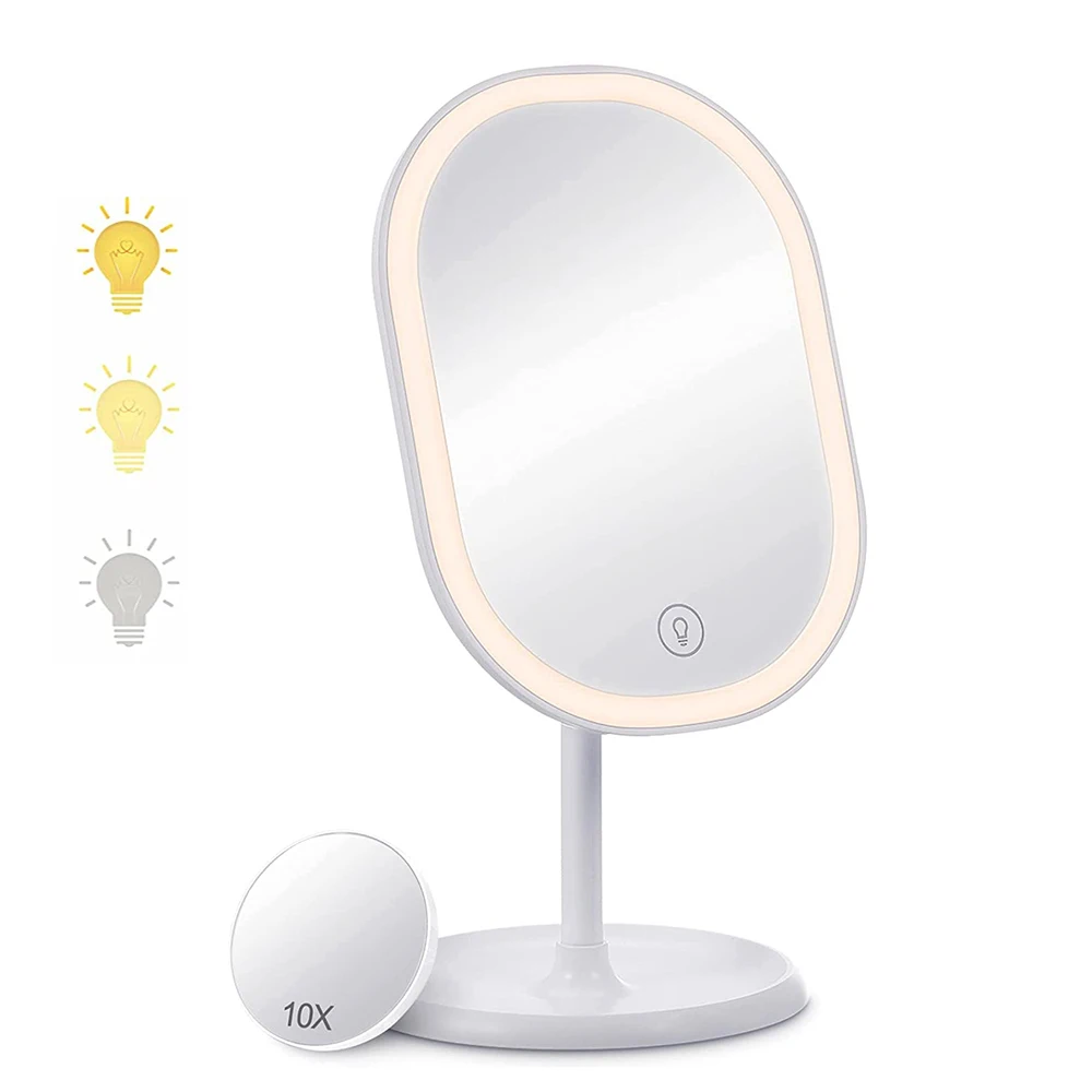 LED Vanity Mirror Light Makeup With 1X/10X Magnification 3 Colors Bathroom Cosmetic Table Led Lighted | Красота и здоровье