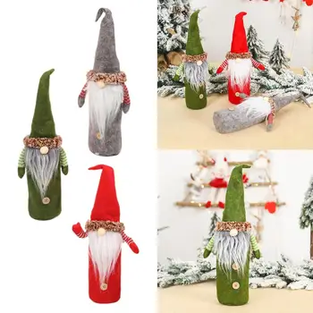 

Christmas Wine Bottle Cover Holder Santa Claus Gnome Wine Bottle Bag with Topper