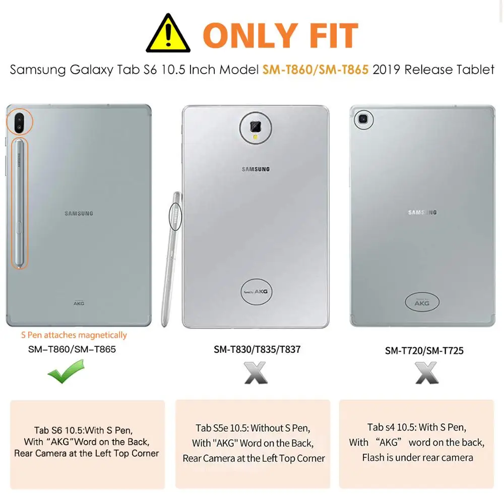 Capa para Samsung Galaxy Tab s6 Concha Fina e Ultrafina Tampa com Três Dobras Costas Foscas Despertar e Dormir Automaticamente 10.52023 - Imagem 3