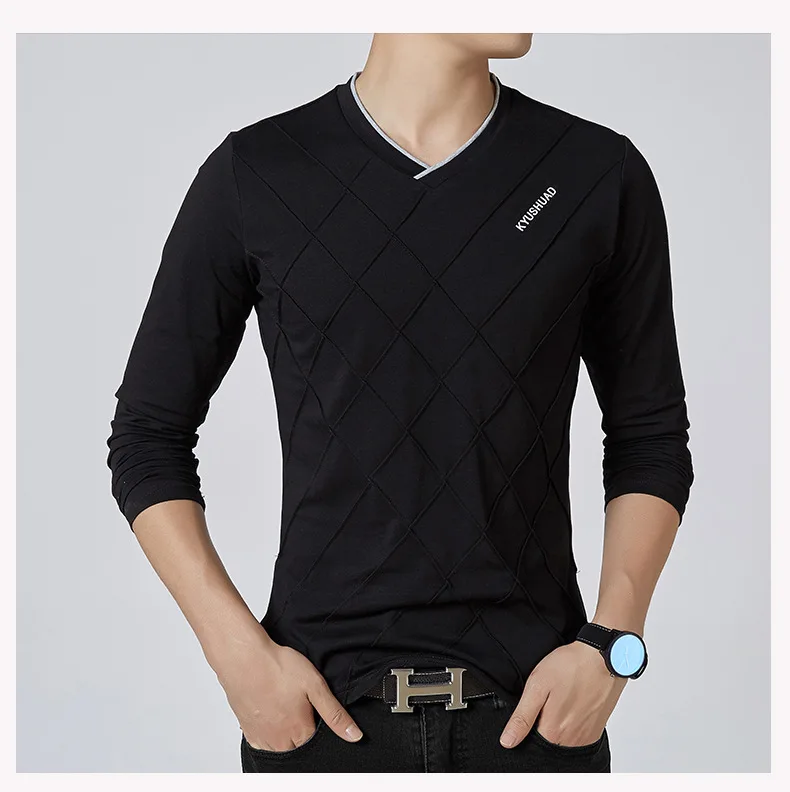 Однотонная повседневная мужская рубашка поло марки с надписью Slim Fit Осень-Зима Поло мужская хлопковая анти-пиллинг длинная футболка без рукавов Поло