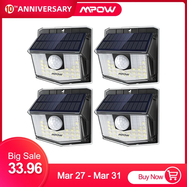 US $20.55  Mpow 30 LED Solar Light Outdoor PIR Motion Sensor Lights 2/4 Packs 19.5% High-efficient Solar Panel