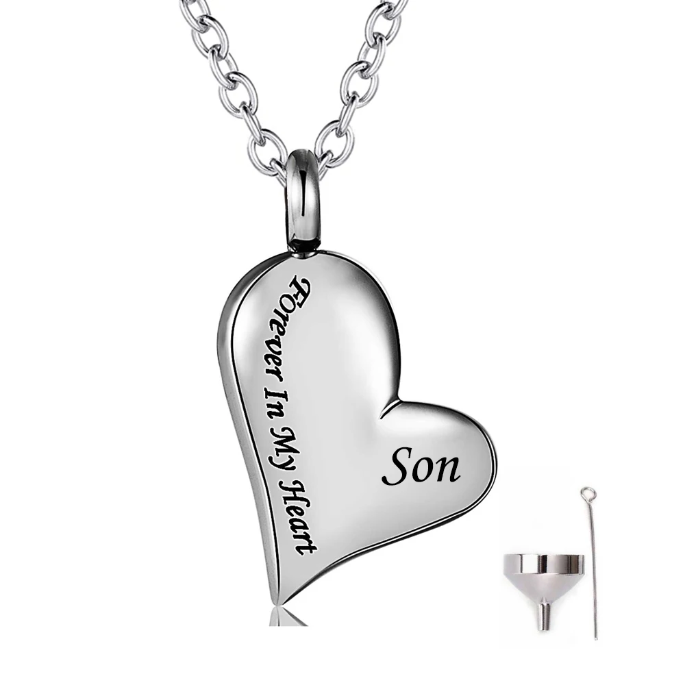 Сердечко Кремация Urn ожерелье для праха Forever in My Heart памятный кулон с гравировкой
