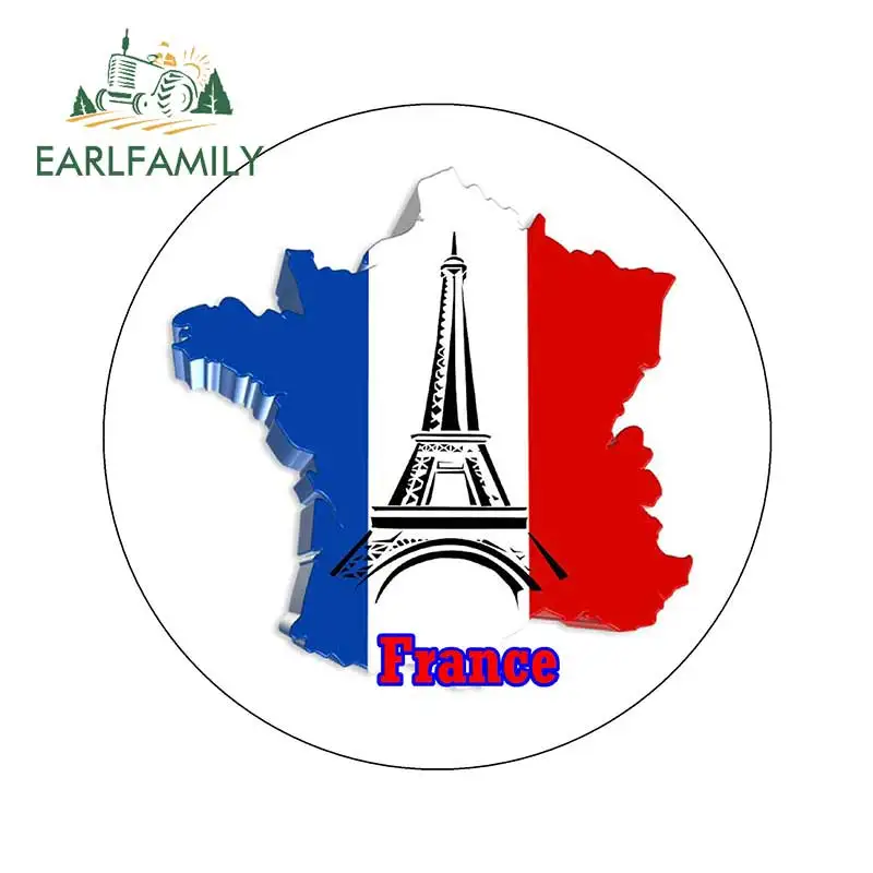 

EARLFAMILY 13 см x 12,8 см мультяшная графика карта Франции флаг круглый сувенир магнит на холодильник виниловые водонепроницаемые автомобильные наклейки