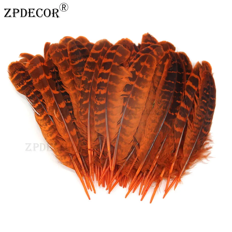 Zpdecor 10-15 см курица бахрома из пера фазана перья с крыльев перья - Цвет: Оранжевый