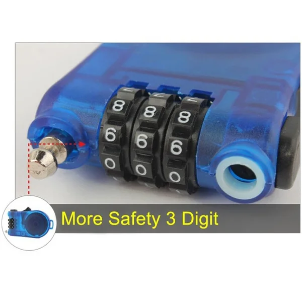 100Pcs/Lot Portable Retractable Bike Bicycle Combination Cable Code Lock Luggage Safety 3 Digit Password Lock