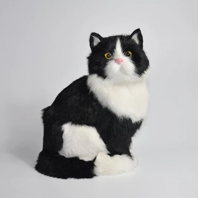 1PC Lovely Simulation Cats Animal Doll Plush Toy Simulation Black