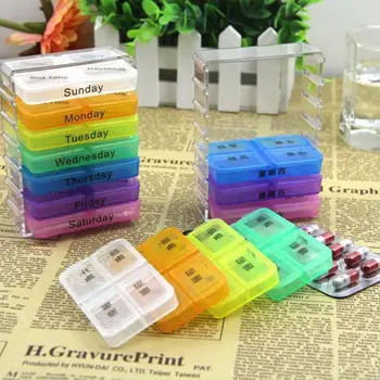 

HOT Small Pill Box Portable One Week Sealed Medicine Box 7-Layer Folding Small Pill Box Medicine Storage Tablet Container