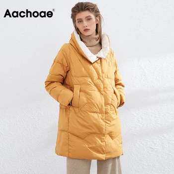Aachoae, chaqueta informal de plumón para mujer, abrigo cálido para mujer, abrigo de manga larga, abrigo de plumón de pato ultraligero puro, Abrigo para Mujer