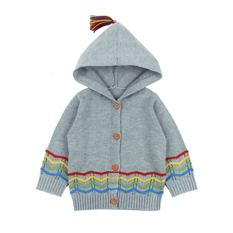 

Baby Boys Girls Sweaters Kids Clothes Autumn Winter 2019 Toddler Knitted Cardigan Infantil Long Sleeve Hooded Jumper Outerwear