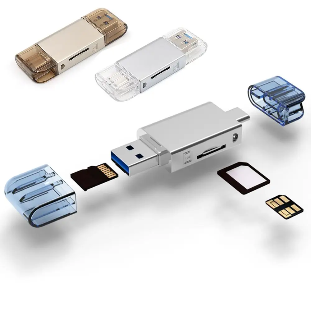 Тип C USB 3,0 кард-ридер SD/Micro/SD TF CF компактный адаптер для флэш-карт адаптер для ноутбука OTG Тип C устройство для чтения карт памяти USB 3,0 карта