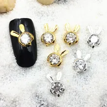 Стиль, японский стиль, кролик, серый подвес, кристаллы, металл, искусственный бриллиант, роспись ногтей, сделай сам, кристалл невесты, сплав для маникюра