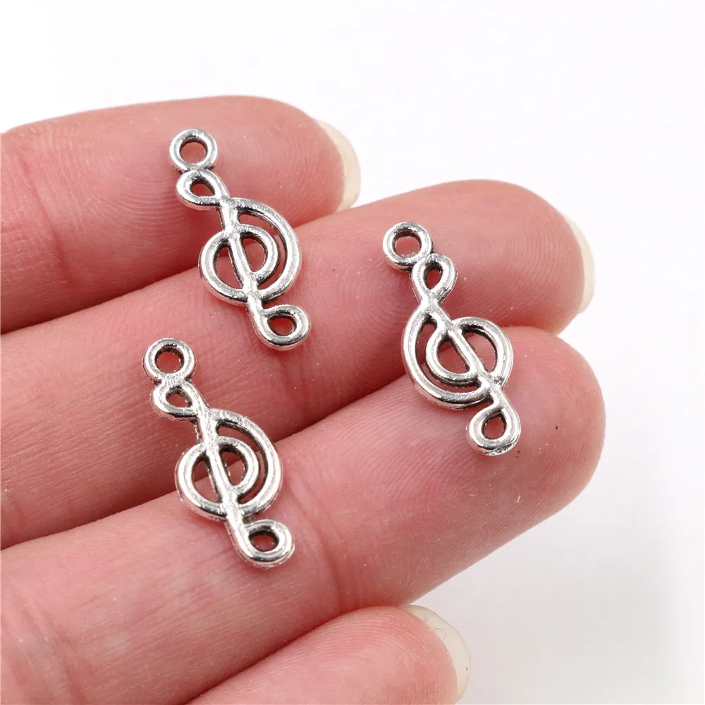 20x8mm 40pcs Antique Silver Plated Music Handmade Charms Pendant:DIY for bracelet necklace-Q4-46 | Украшения и аксессуары