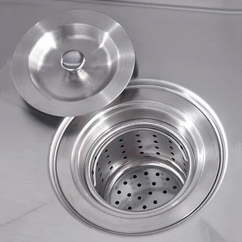 

New Home Kitchen Faucet Accessories Sink Strainer Drain Durable Stainless Steel Removable 3-1/2 Inch
