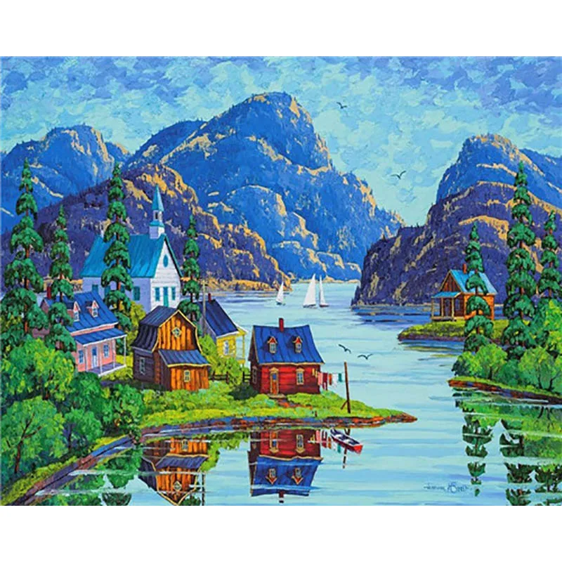 painting by number23 Landscape Boat painting by numbers paint by number for adults DIY coloring by numbers oil numbered number paintings - Color: painting by number23
