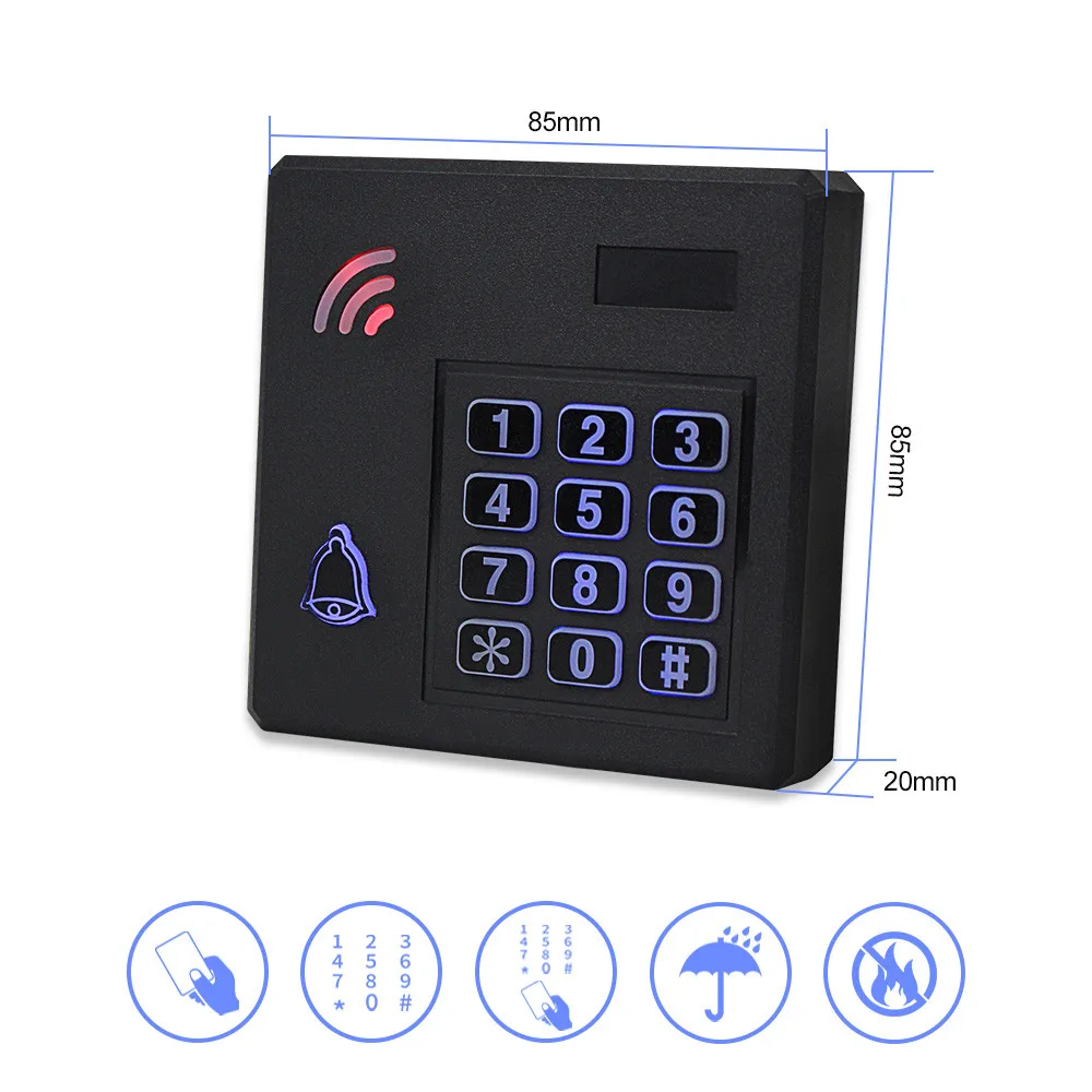 Access Control Keypad DC12V IP68 Waterproof Access Control Keypad Outdoor RFID Access Controller Door Opener System Electronic EM4100 125KHz Key Cards