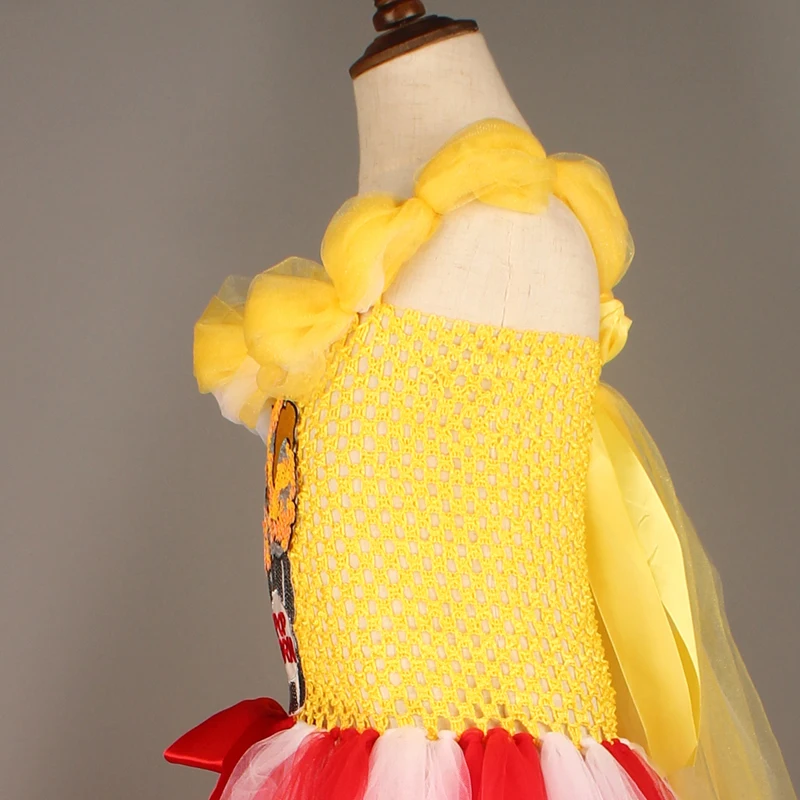 Circus Popcorn Girl Tutu Dress Carnival Birthday Party Wedding Flower Sequin Ball Gown Costume Kids Pop Corn Food Tulle Dress (15)