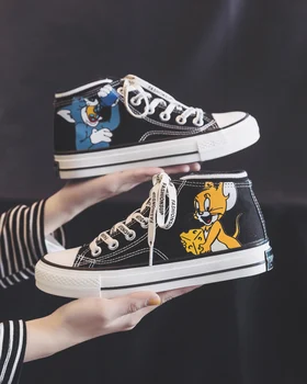 

classic high top Canvas Shoe black and white leisure casual flat platform shoes Woman 2019 Ulzzang Ins streetwear women slip on