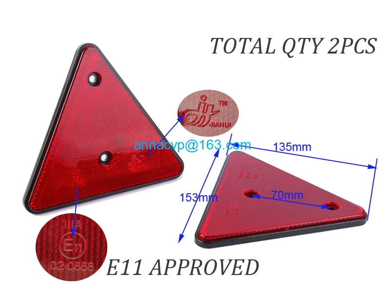 CVP 2 шт Высокое качество треугольный отражатель. Прицепный свет лампы аксессуары Запчасти Красный отражатель на прицепы для прицепов запчасти
