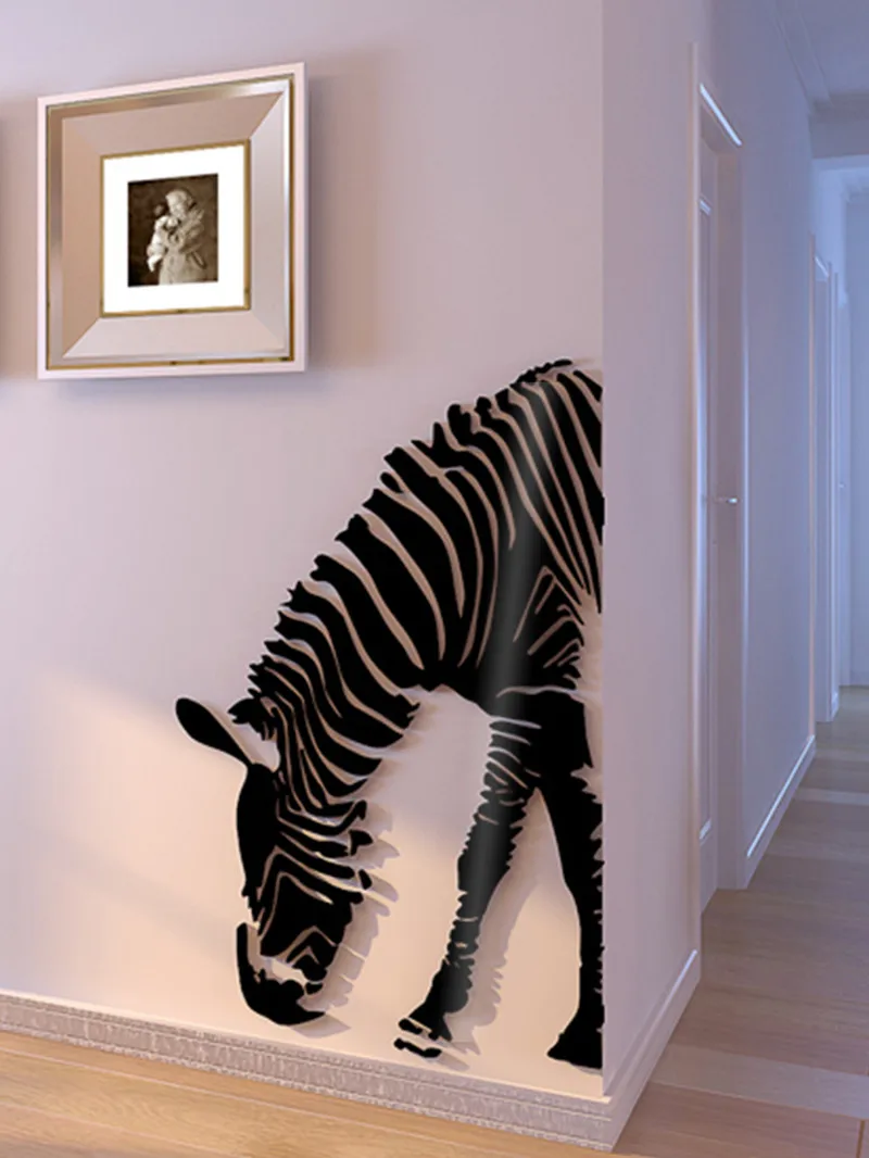 Зеркальная настенная 3d наклейка Зебра для гостиной входа дивана фона телевизора