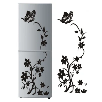 

Creative Refrigerator Black Sticker Butterfly Pattern Wall Stickers Home Decoration Kitchen Wall Art Mural Wallpapers 2020