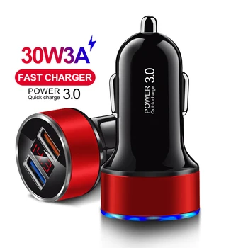 

3.0 USB Car Charger Quick Charger for Mobile Phone Universal Dual USB Adapter Digital Display Phone Charger for Samsung Xiaomi