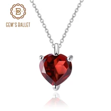 GEM'S BALLET 1,47 CT натуральный гранат для женщин ювелирные изделия 925 пробы серебро элегантный кулон в форме сердца ожерелье