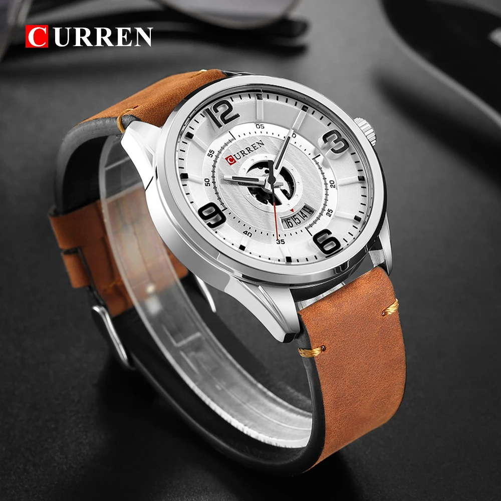CURREN Топ роскошный бренд Relogio Masculino неделя Дата Diaplay кожаный ремешок мужские спортивные часы Кварцевые водонепроницаемые часы 8305