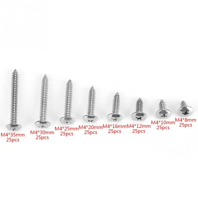M4 Stainless Steel Self Tapping Screws Combination Set Truss 200Pcs/set